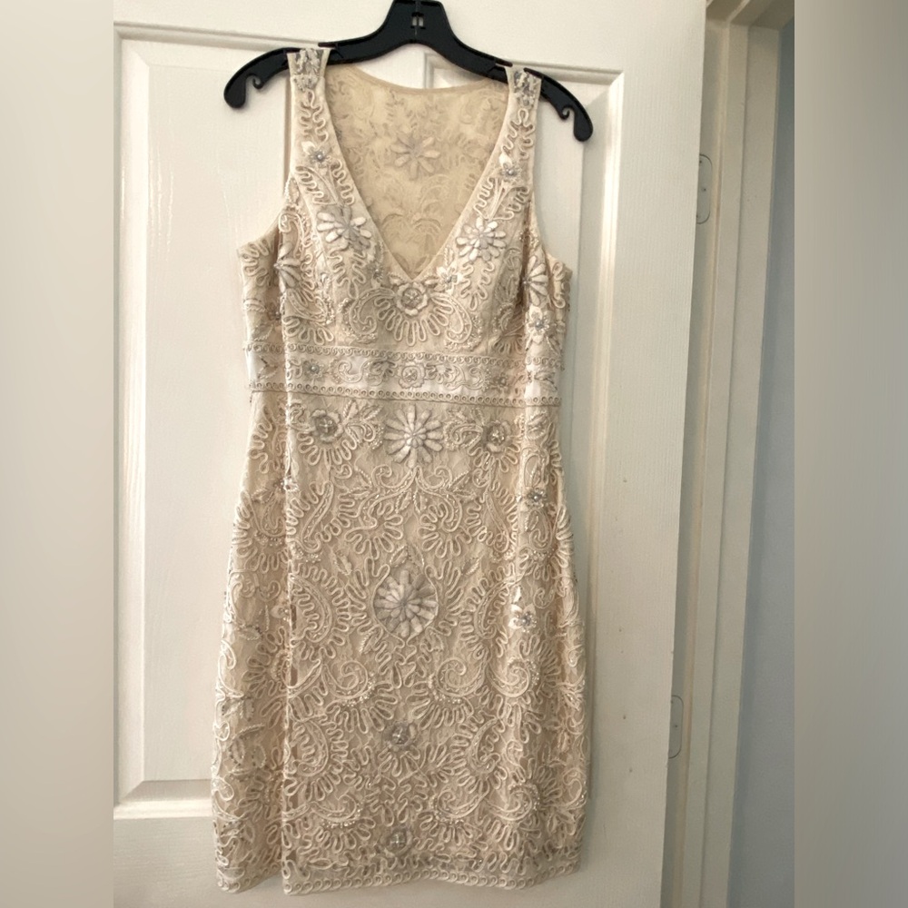 Sue Wong beaded cocktail dress size 12, ivory